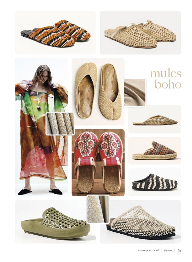 Mules boho exploran tramas, redes y fibras naturales