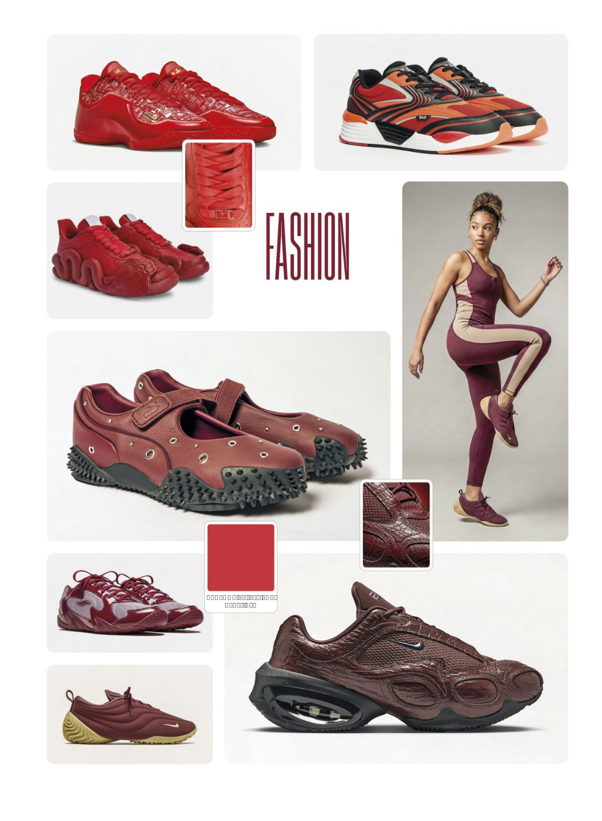 Sneakers fashion en rojo y merlot con suelas escultóricas
