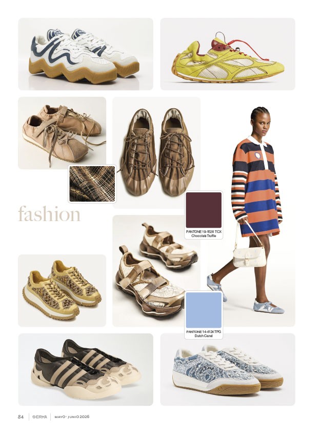 Sneakers fashion combinan recortes, cordones y suelas onduladas