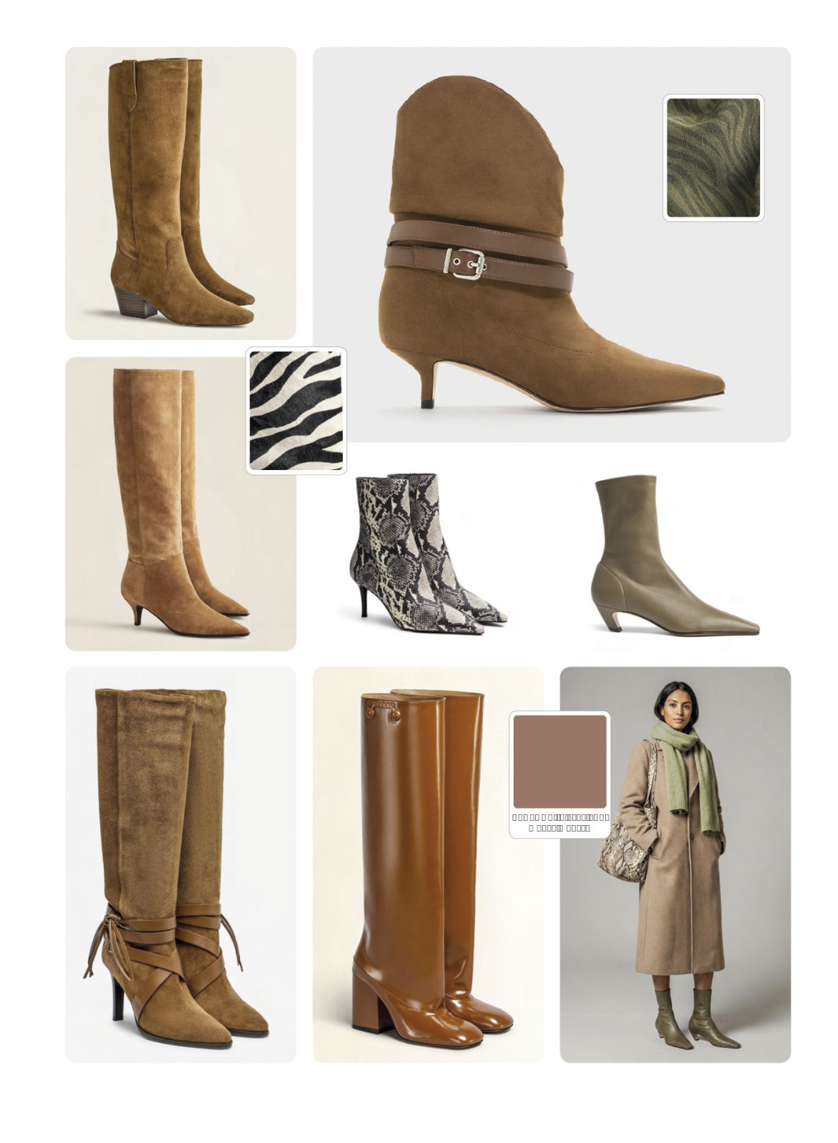 Botas de gamuza para mujer en camel y caramelo con estampados