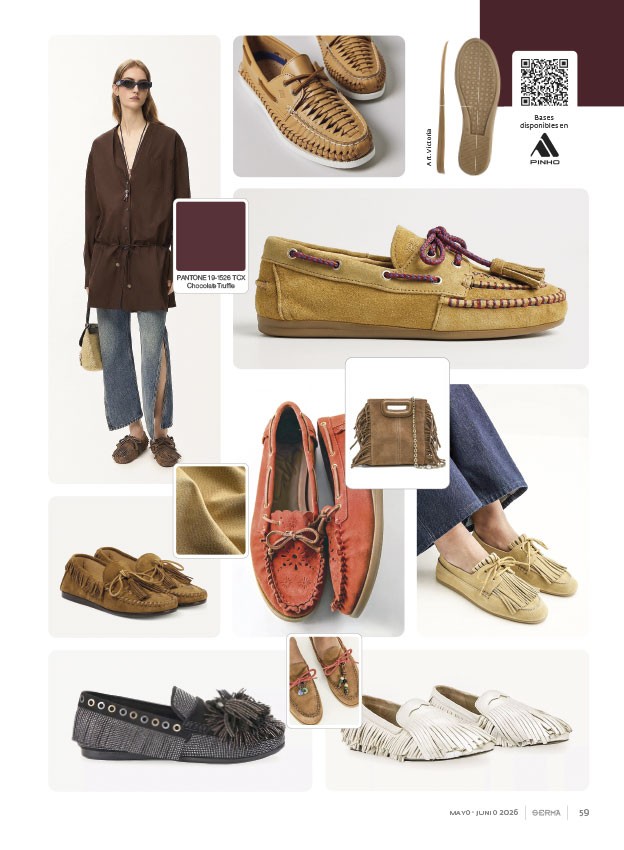 Mocasines folk combinan flecos, lazos y una paleta tierra