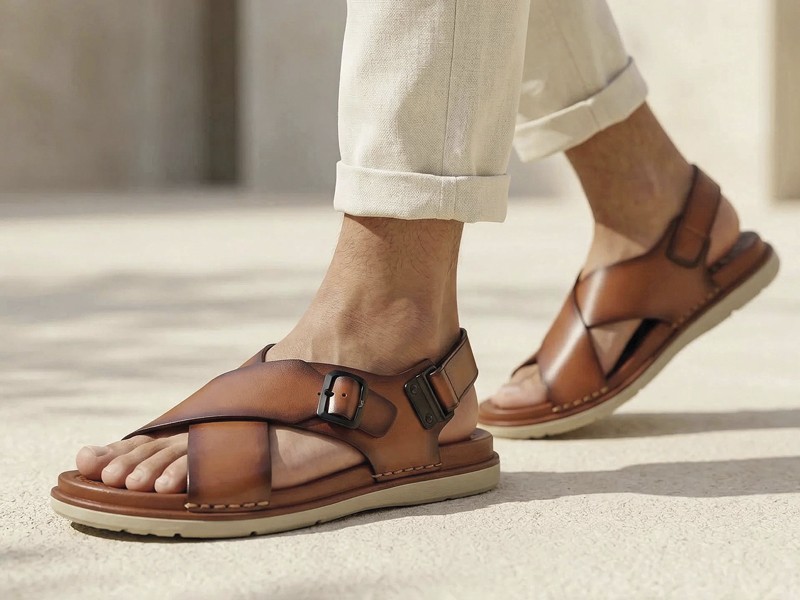 Los marrones organizan colecciones de sandalias masculinas