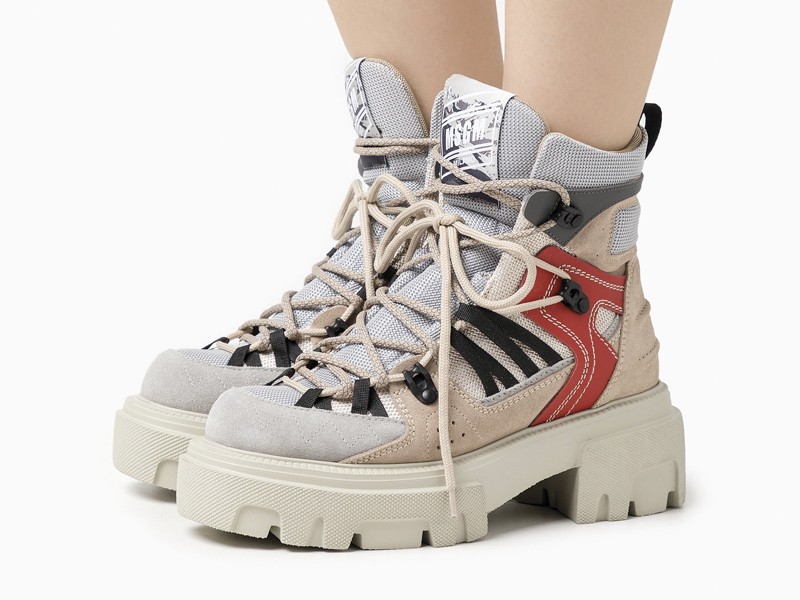 Lace-up flat booties