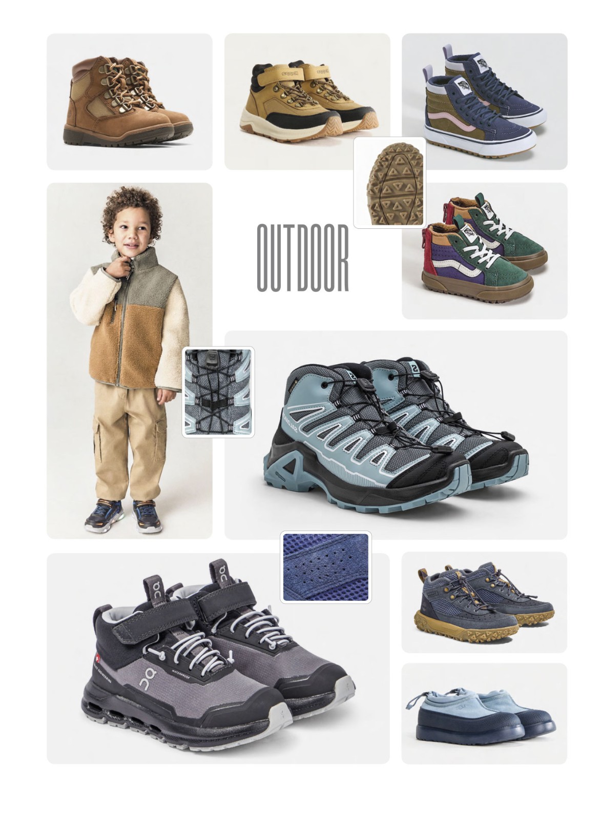 Calzado outdoor infantil con suelas de tracción y refuerzos