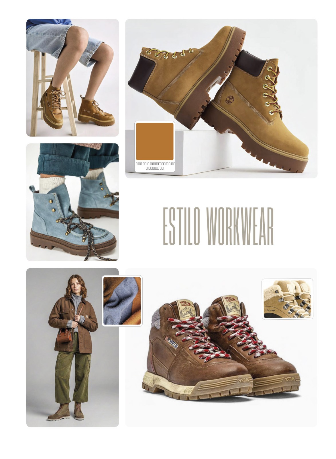 Botas workwear con suela track y costuras visibles