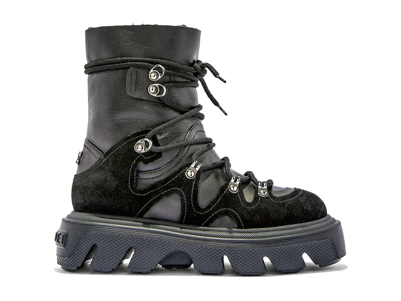 Lace-up flat booties